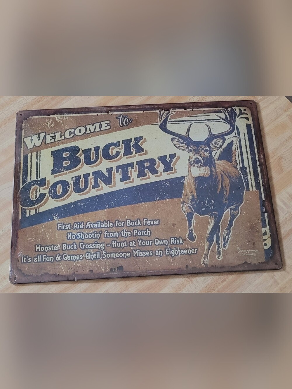 Vintage Style Buck Country  Deer Metal Tin Sign – Rustic Wall Decor